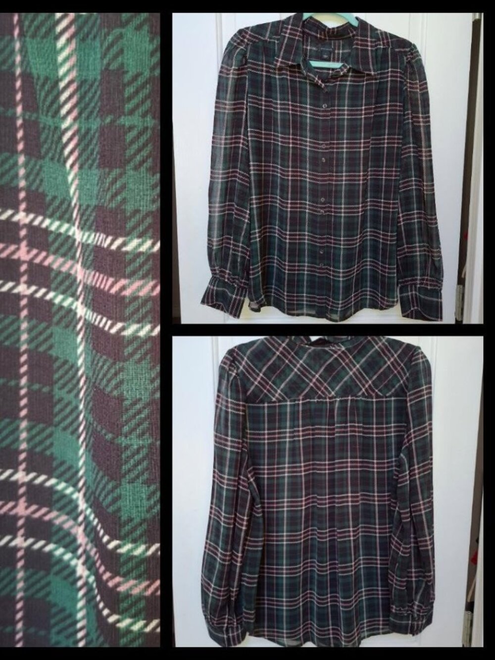 EUC - Ann Taylor Plaid Blouse sz L
